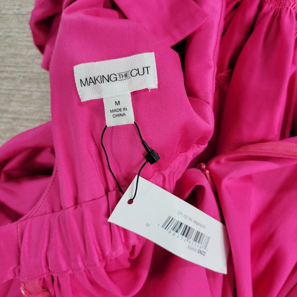 Making the Cut Designer Sienna High Low Dress Medium Magenta Ruffle Flounce New - Picture 2 of 16